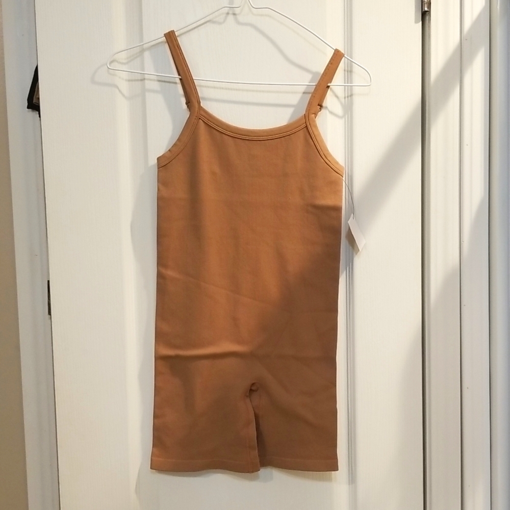 NWT Tan PAXTON Loving It Scoop Neck Super Strecth Seamless Romper S/M